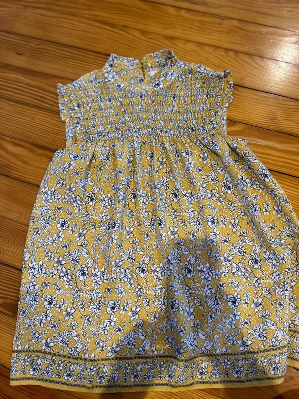 Max Studio Mustard Floral Smocked Blouse